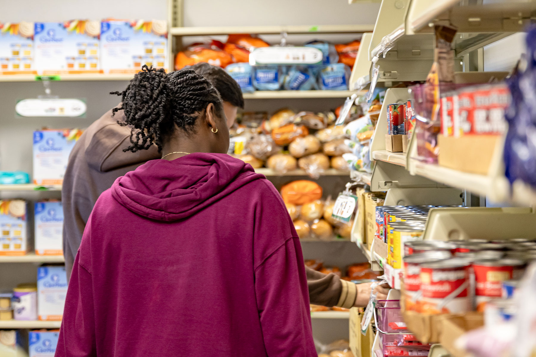 A student in the student pantry