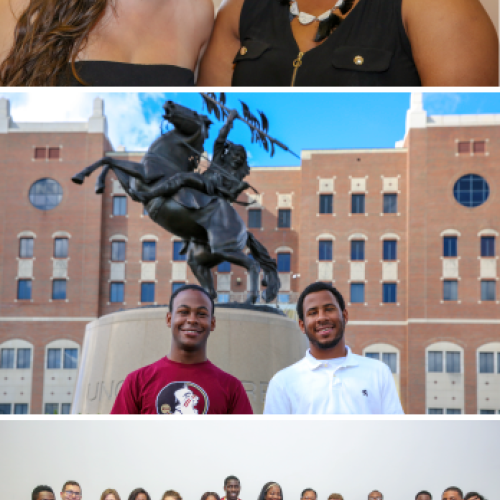Students in Unconquered Scholars posing for pictures
